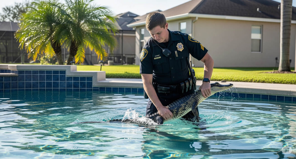 Un policier en Floride sort un alligator d’une piscine… à mains nues !