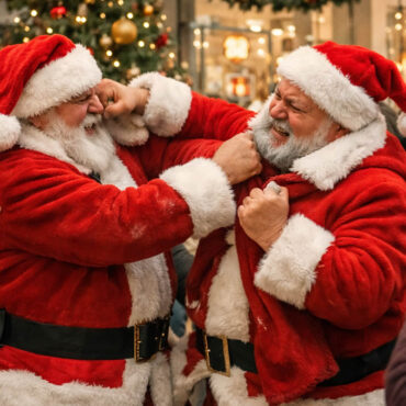 Deux Pères Noël se battent dans un supermarché