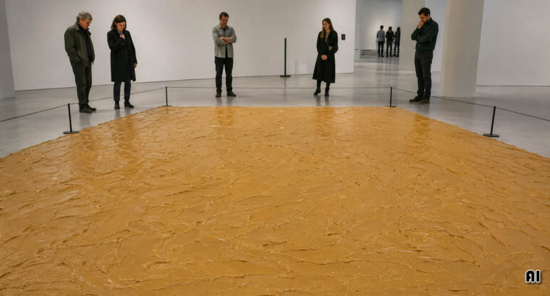 Aux Pays-Bas, un musée recouvre son sol de 360 kilos de beurre de cacahuète